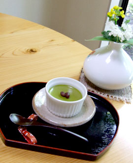 蕎麦菜　抹茶くずプリン